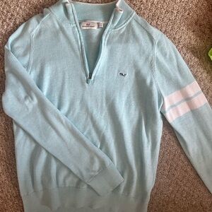 Vineyard Vines Light Blue Quarter-Zip Sweater